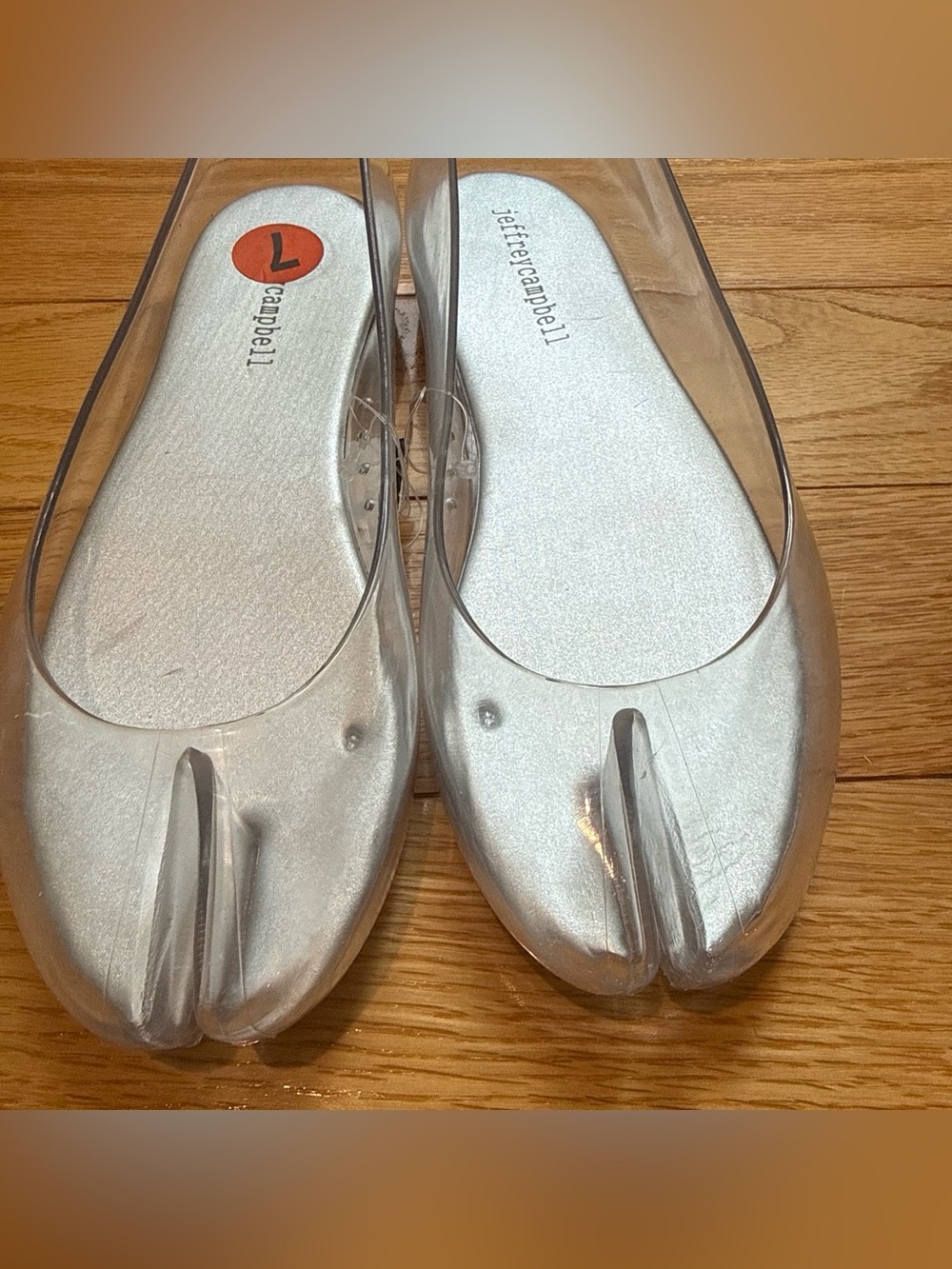 JEFFREY CAMPBELL Fixed Split Toe Jelly Flat - Clear Sz 8 - Picture 4 of 8
